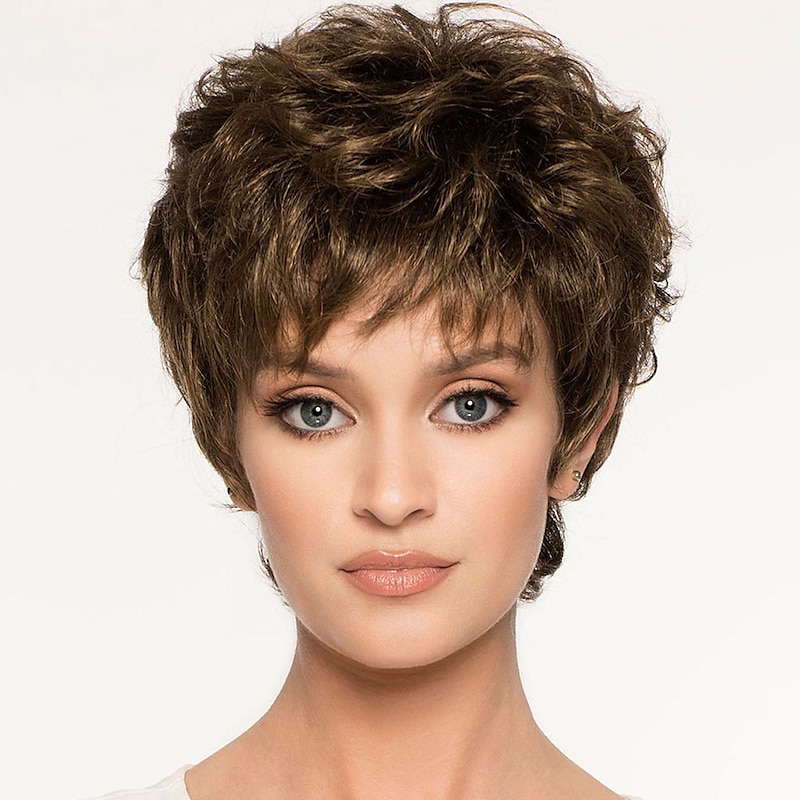 Brown Wigs for Women Synthetic Wig Straight Bob Wig Short Brown Synthetic Hair Women's Fashionable Design Highlighted / Balayage Hair Exquisite Brown Wigs