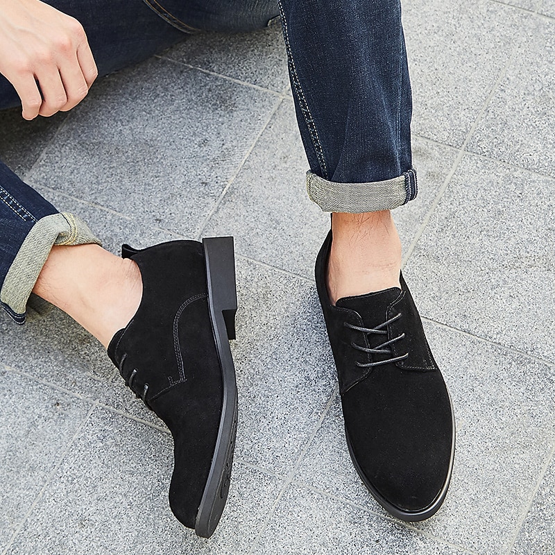 Men's Black Suede Oxford Shoes – Classic Lace-Up Design with Non-Slip Sole for Casual and Formal Occasions4