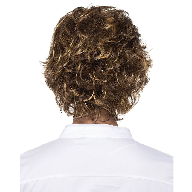 Brown Wigs For Women Cosplay Costume Wig Curly with Bangs Wig Short Brown Blonde Synthetic Hair Women's Fashionable Design Cute Elastic Blonde Brown3