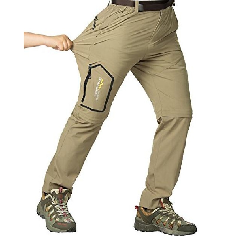 hiking stretch pants mens convertible quick dry lightweight zip off outdoor travel safari pants #818-khaki-402
