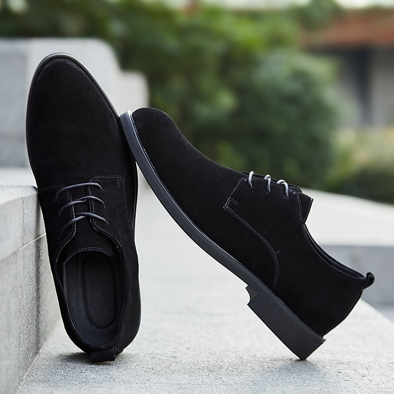 Men's Black Suede Oxford Shoes – Classic Lace-Up Design with Non-Slip Sole for Casual and Formal Occasions3