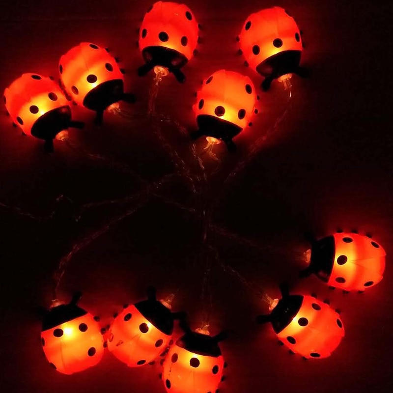 Ladybugs Led String Lights Fairy Light 3M 20LEDs 1.5M 10LEDs Battery Powered Outdoor Garden Fence Christmas Halloween Garland Holiday Decorative4