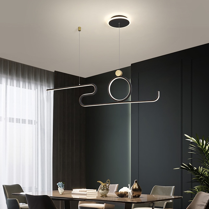 90 cm LED Pendant Light Nordic Island Style Extremely Simple Modern Gold Black Atmosphere Personality Dining Table Long Bar Taipei European Office Restaurant3