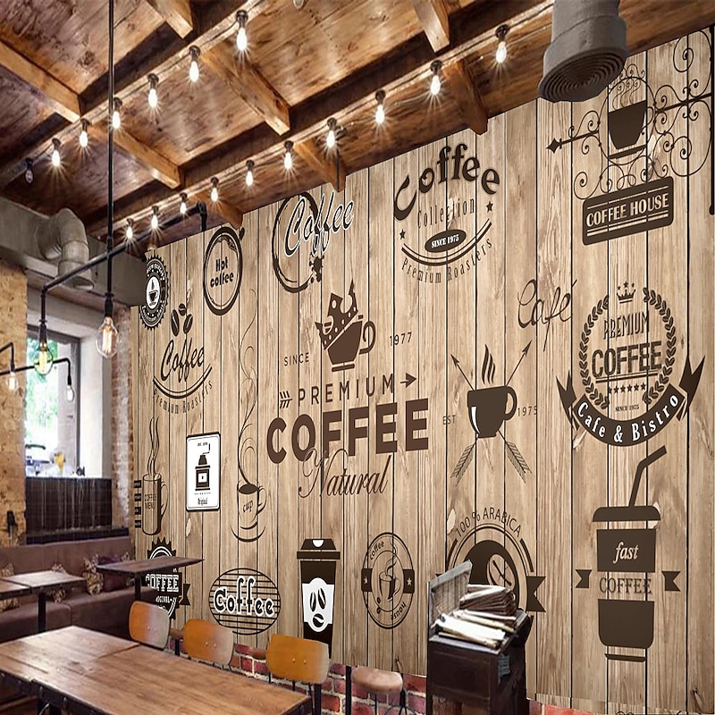 Cool Wallpapers Wall Mural Vintage Wallpaper Wall Sticker Covering Print Peel and Stick Removable Coffee Cafe Graffiti Canvas Home Décor
