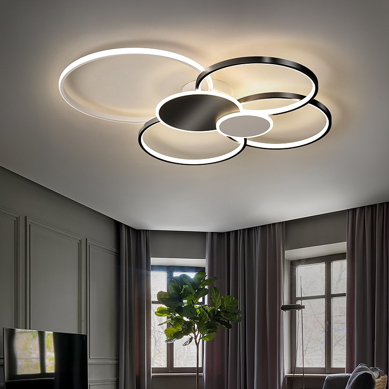 2/4 Heads LED Ceiling Light Circle Shape Cluster Design Ceiling Lamp  Nordic Modern Simple Style  Living Room Home Luxury Bedroom Office Restaurant Lights ONLY DIMMABLE WITH REMOTE CONTROL2