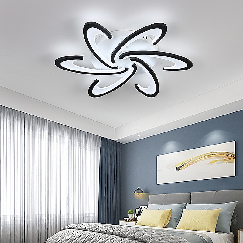 LED Ceiling Light Modern Black White Acrylic 3 6 12 Heads APP Control with Remote Control for Office Dining Room Living Room 220-240V Flower Design ONLY DIMMABLE WITH REMOTE CONTROL2