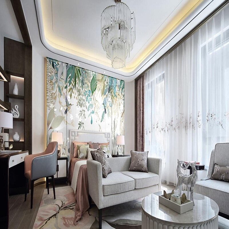 Cool Wallpapers Wall Mural Flower Floral Wallpaper Wall Sticker Covering Print Peel and Stick Removable Green Tropical Palm Leaf Canvas Home Décor3