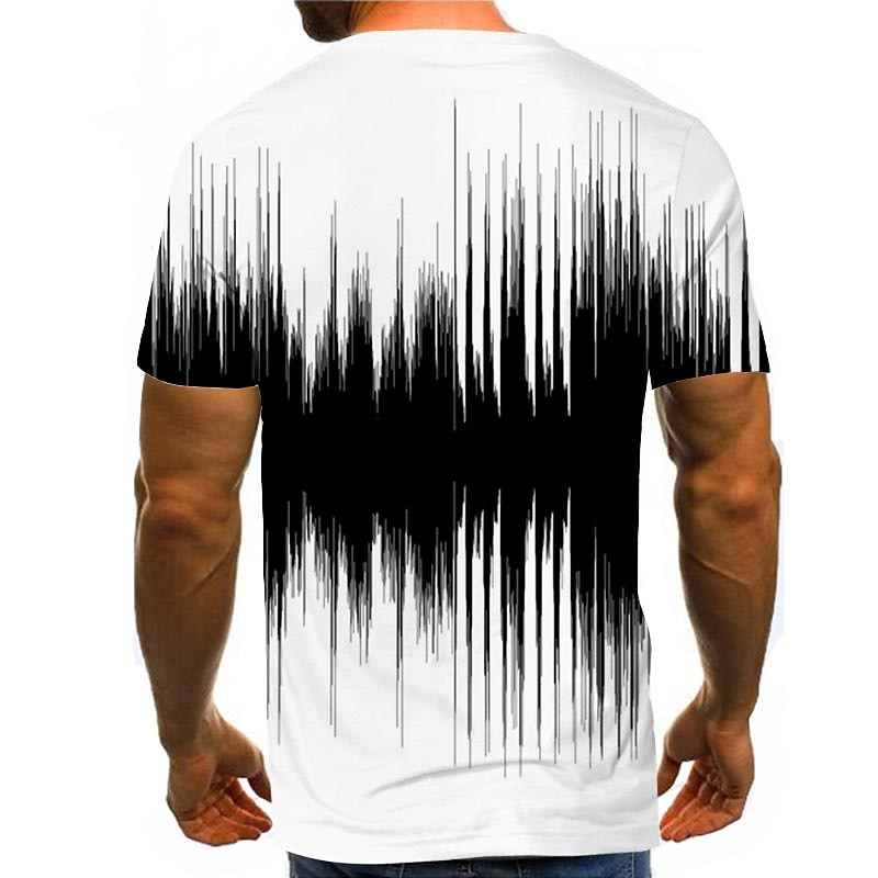 Men's Graphic 3D Shirt T Shirt Short Sleeve T shirt 3D Print Round Neck Shirt Streetwear Daily Going out Black-White Black White Clothing Apparel Plus Size Normal S M L XL XXL 3XL 4XL3