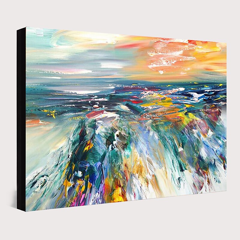 Oil Painting Hand Painted - Abstract Landscape Contemporary Modern Stretched Canvas3