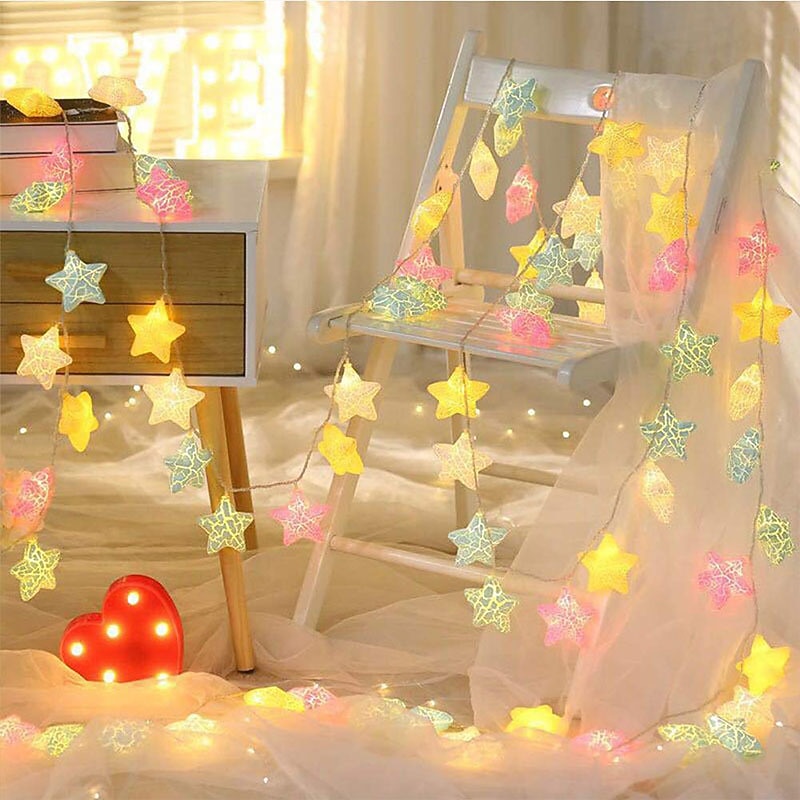 3M 20LEDs Stars Fairy LED String Lights Battery Powered 1.5M 10LEDs Christmas String Lights Wedding Birthday Party Kids Room Decoration Lights4