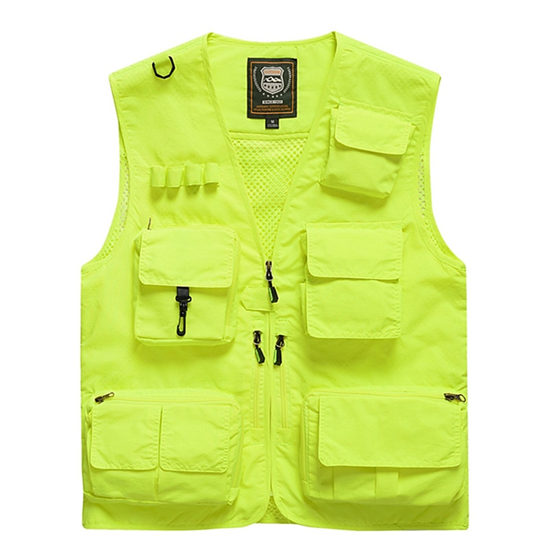 Men's Fishing Vest Hiking Vest Sleeveless Vest / Gilet Top Outdoor Windproof Breathable Quick Dry Lightweight Summer Polyester Sapphire Navy fluorescent yellow Fishing Climbing Camping / Hiking