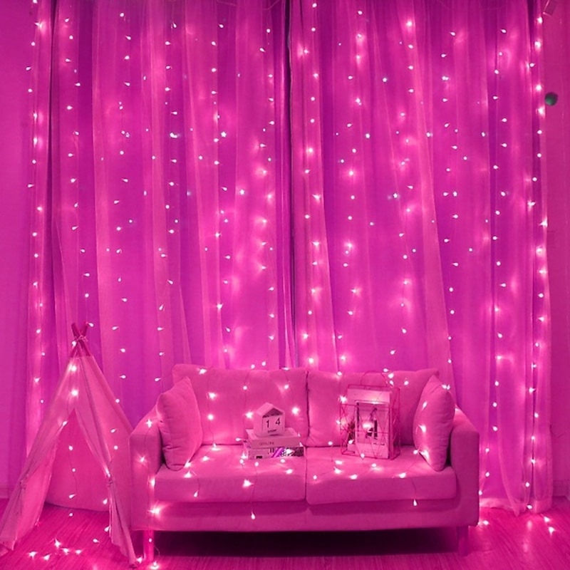 Curtain Lights 300 LED USB Powered Fairy String Lights with Remote IP65 Waterproof 8 Settings Twinkle Lights for Christmas Party Wedding Wall Decoration3