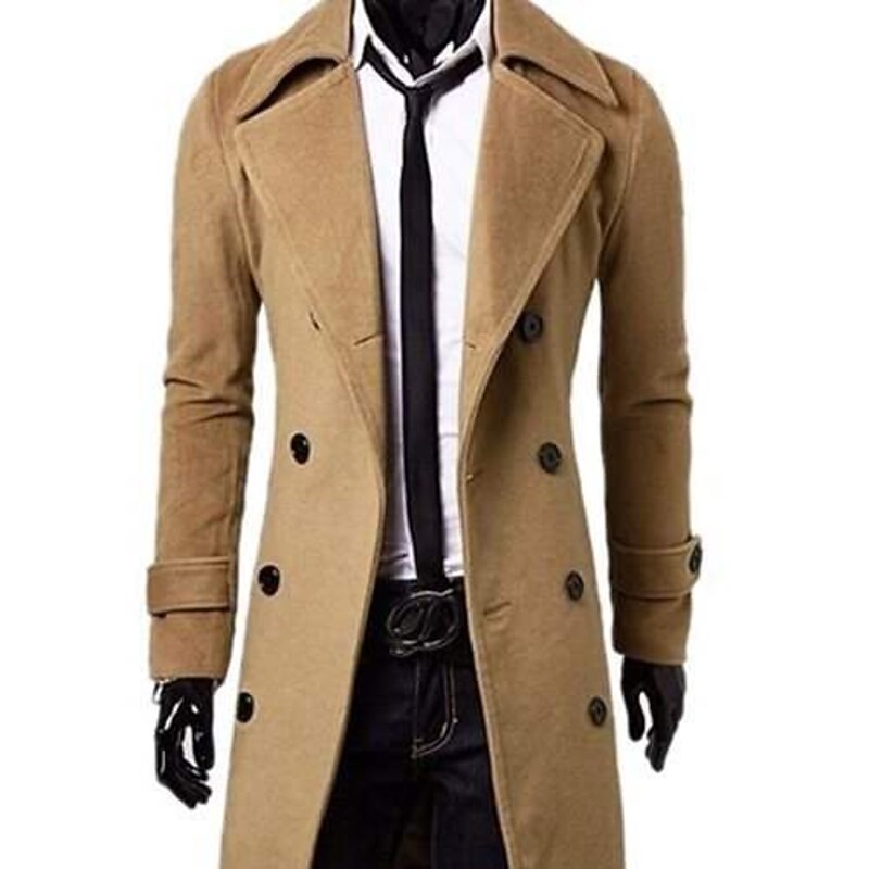 Men's Winter Coat Peacoat Business Casual Winter Polyester Thermal Warm Windbreaker Outerwear Clothing Apparel Business Classical3