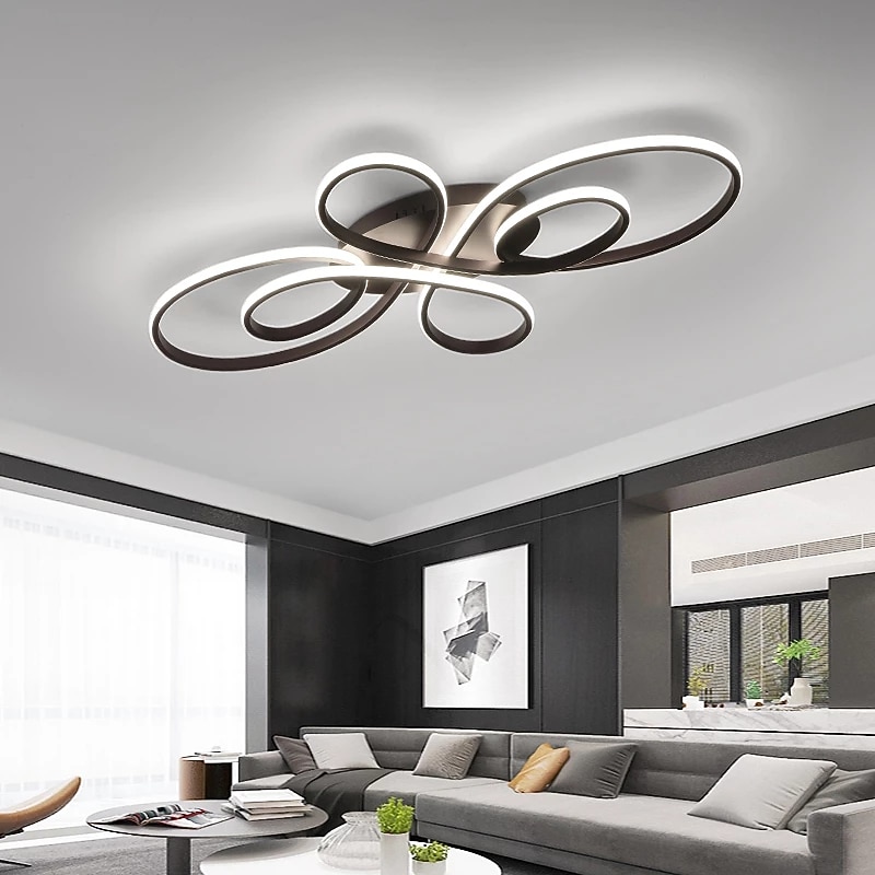 1-Light 60/80 cm Ceiling Light LED Geometric Shapes Flush Mount Lights Metal Painted Finishes Modern Nordic Style Office Living Room   220-240V ONLY DIMMABLE WITH REMOTE CONTROL