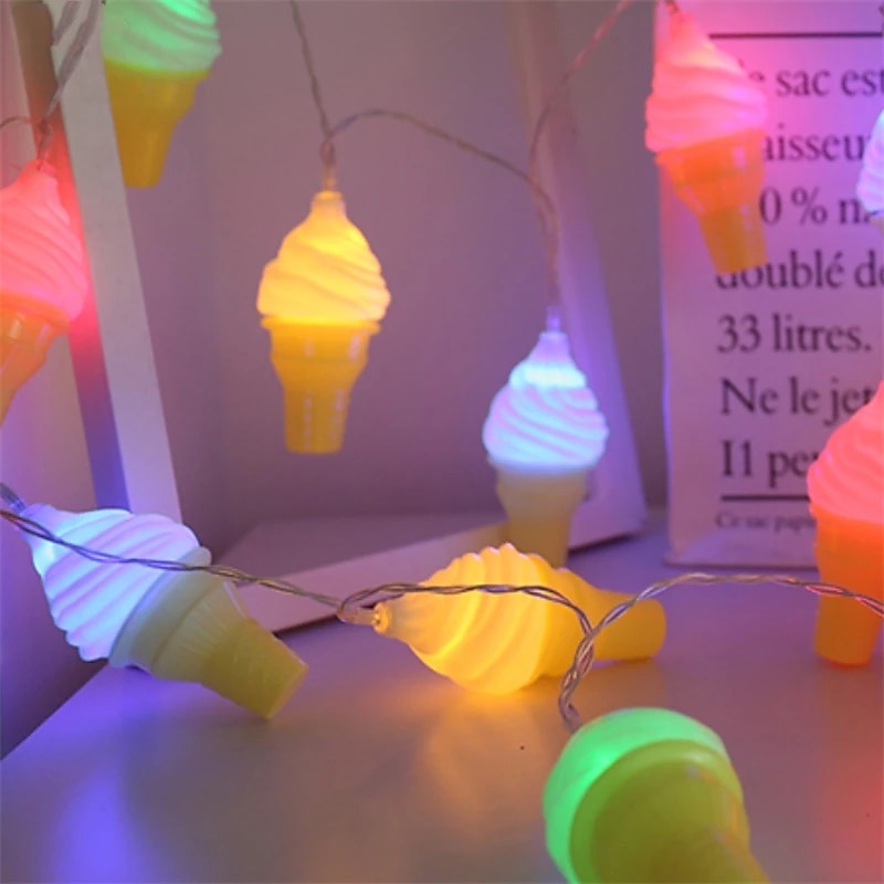 Ice Cream 3D Lamp Fairy String Lights Garland LED String Lights Outdoor Children's Party Decoration Bedroom4