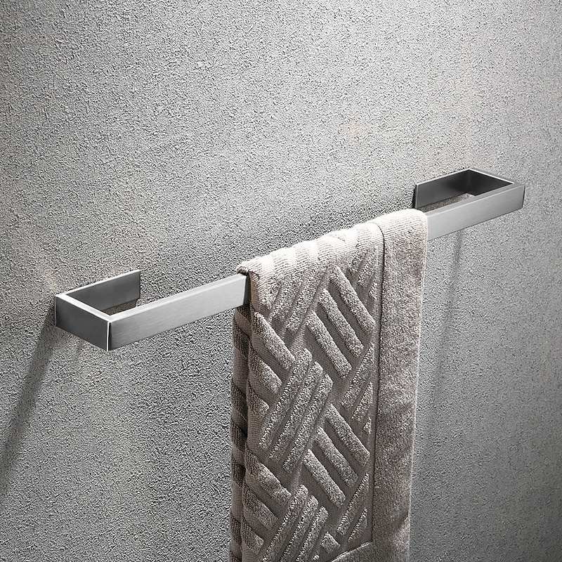 Bathroom Hardware Accessory Set Include Robe Hook, Towel Bar, Towel Holder, Toilet Paper Holder, Self-adhesive Brushed Stainless Steel Silvery3