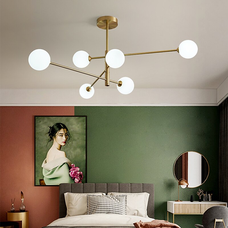 105 cm LED Ceiling Light Nordic Style Cluster Design Modern Geometric Shapes Single Design Pendant Light Metal Sputnik Gold Black Electroplated 110-120V 220-240V