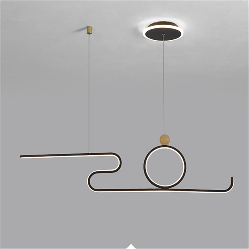 90 cm LED Pendant Light Nordic Island Style Extremely Simple Modern Gold Black Atmosphere Personality Dining Table Long Bar Taipei European Office Restaurant4
