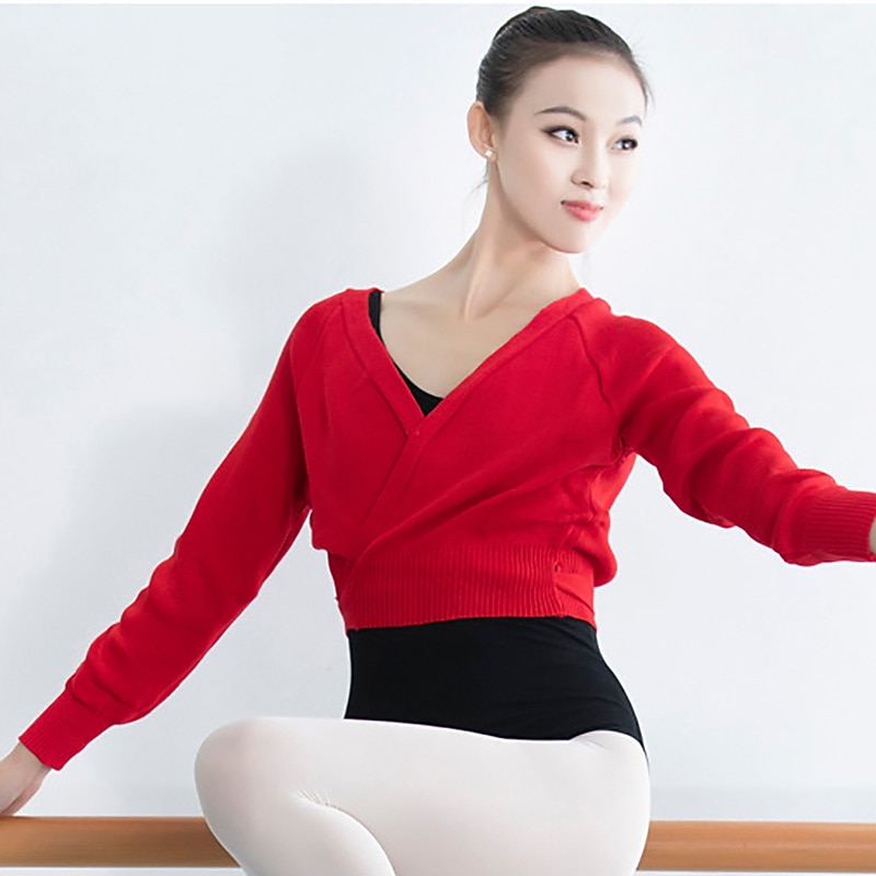 Breathable Ballet Top Bandage Women's Training Performance Long Sleeve Natural Knit4