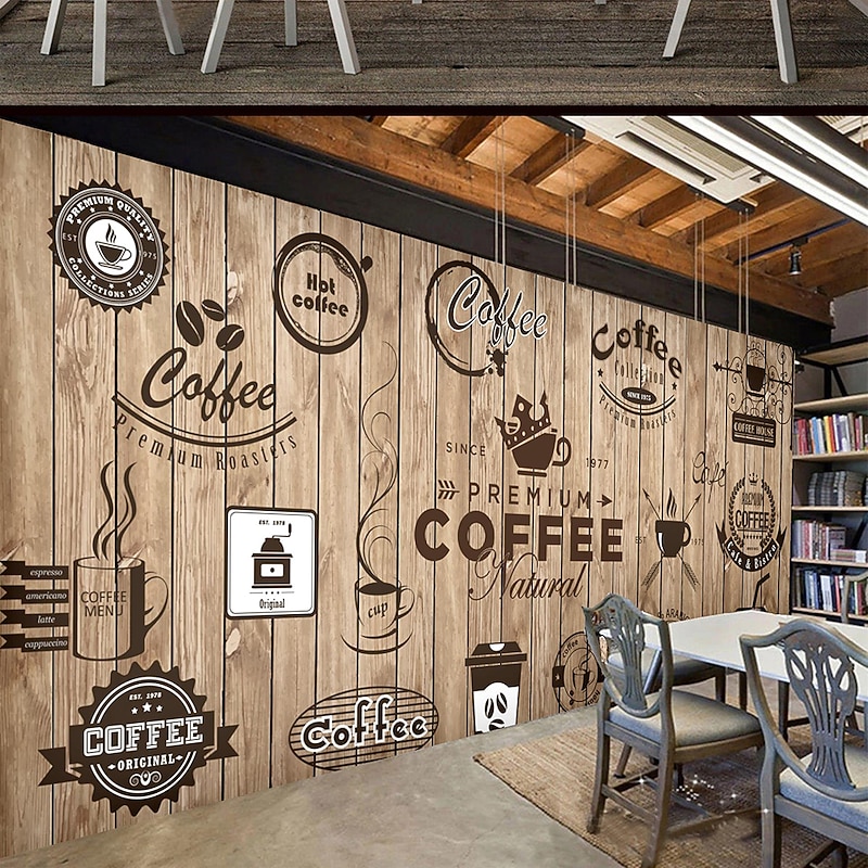 Cool Wallpapers Wall Mural Vintage Wallpaper Wall Sticker Covering Print Peel and Stick Removable Coffee Cafe Graffiti Canvas Home Décor3