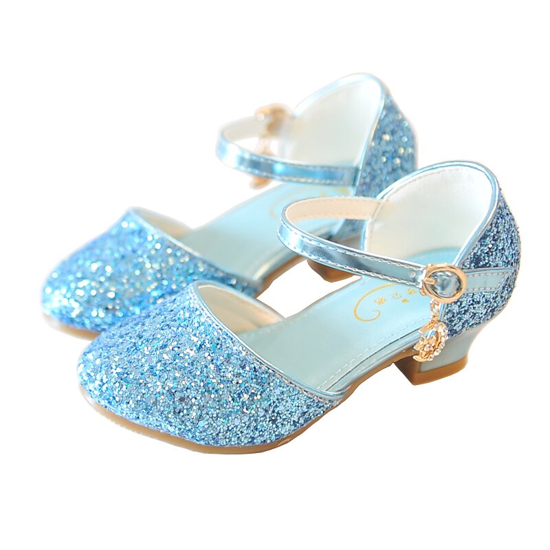 Girls' Heels Party Princess Shoes Glitters Rubber PU Little Kids(4-7ys) Big Kids(7years +) Daily Party & Evening Walking Shoes Rhinestone Buckle Sequin White Dusty Rose Blue Fall Spring3