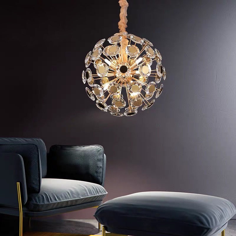 50 cm LED Crystal Chandelier Dimmable Gold Globe Desgin Pendant Light Modern Metal Electroplated 110-120V 220-240V