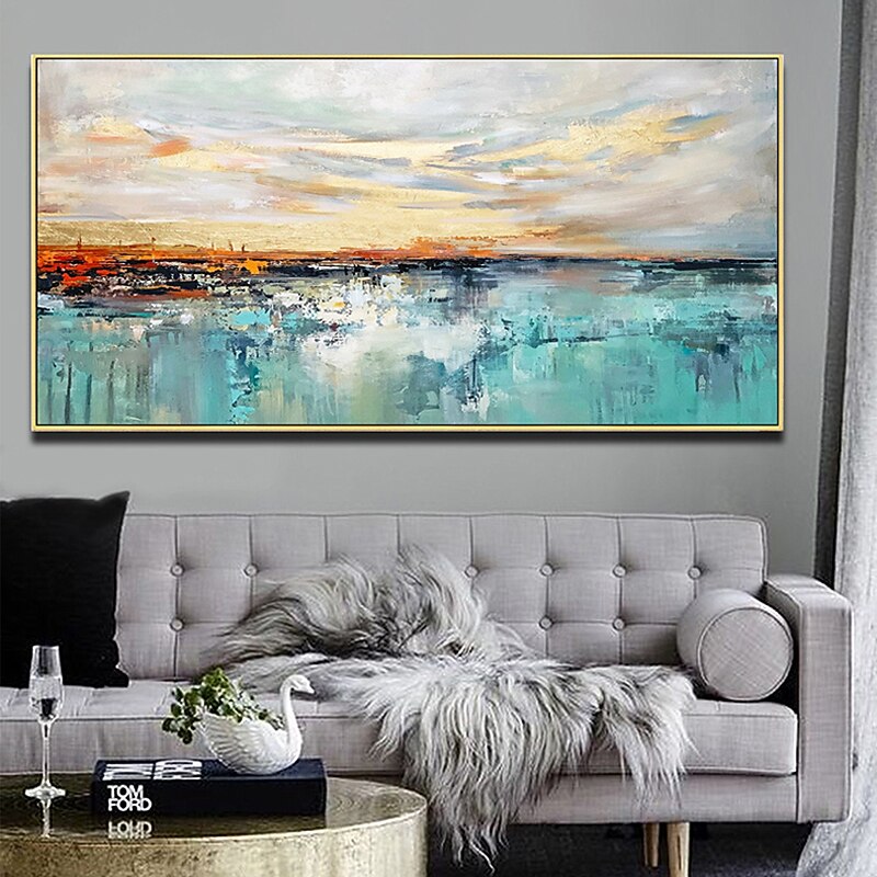Handmade Oil Painting Canvas Wall Art Decoration Landscape Lake Sky Abstract for Home Decor Rolled Frameless Unstretched Painting4