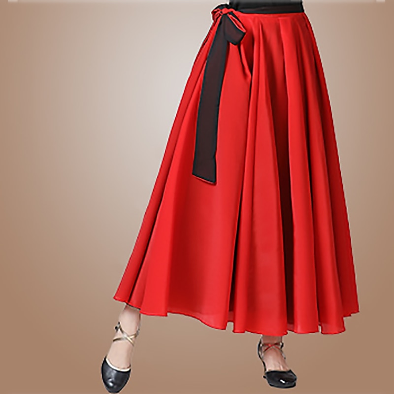 Ballroom Dance Skirts Bandage Women's Performance Daily Wear High Chiffon3