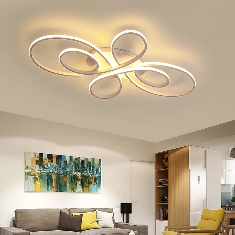 1-Light 60/80 cm Ceiling Light LED Geometric Shapes Flush Mount Lights Metal Painted Finishes Modern Nordic Style Office Living Room   220-240V ONLY DIMMABLE WITH REMOTE CONTROL2
