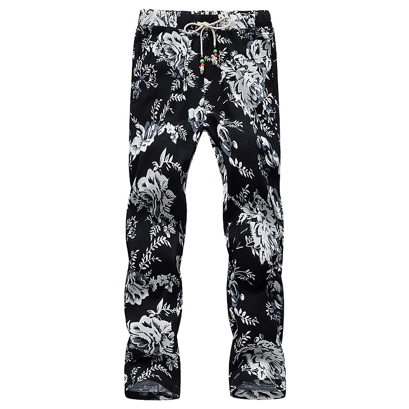 Men's Joggers Trousers Summer Pants Baggy Pants Beach Pants Drawstring Elastic Waist Straight Leg Graphic Prints Floral Print Yoga Gym Classic Style Boho K001 K0022