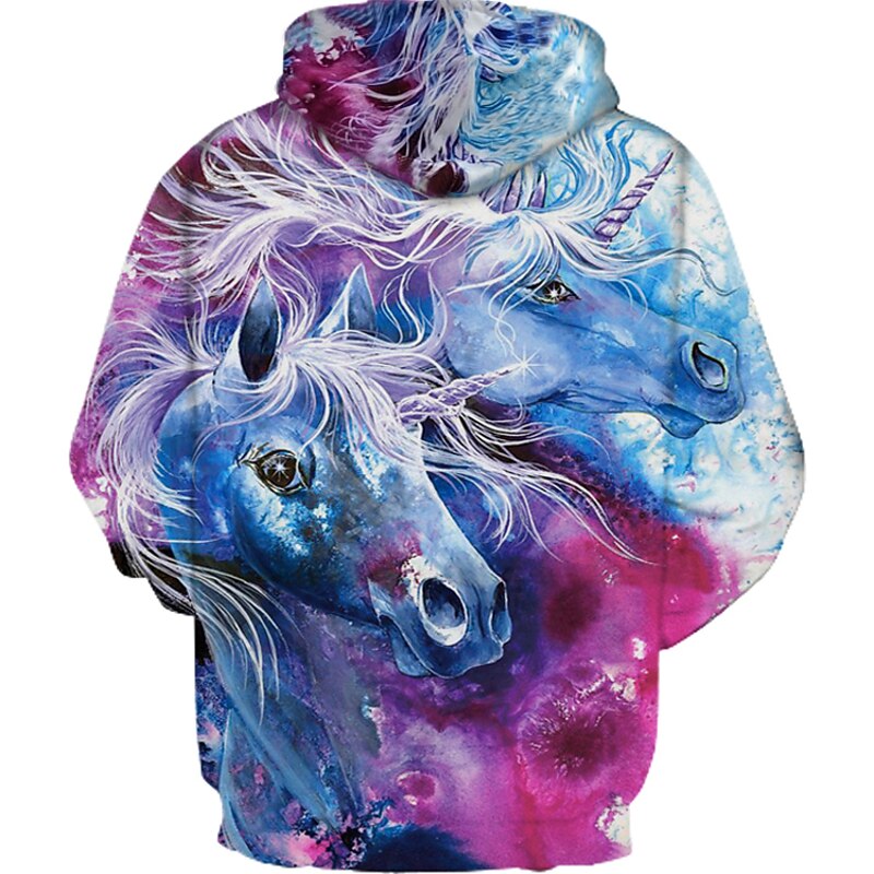 Kids Toddler Girls' Hoodie & Sweatshirt Long Sleeve Unicorn Geometric 3D Animal Print Purple Children Tops Active Basic3