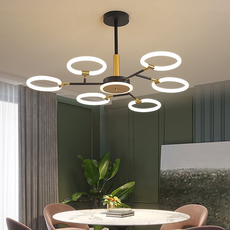 6/8/10 Heads LED Pendant Light Molecular Chandelier Ring Shape Adjustable Simple Modern Nordic Light Luxury Style Living Room Bedroom Dining Room Restaurant3