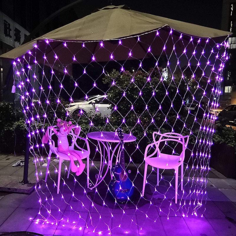 LED Net String Lights 3m x 2m 200 LEDs Net Lights Curtain Lights Fishing Net Lights White Warm White Blue Multi-color Christmas Tree Home Decor Party Purple Blue Warm White Multi Color White2