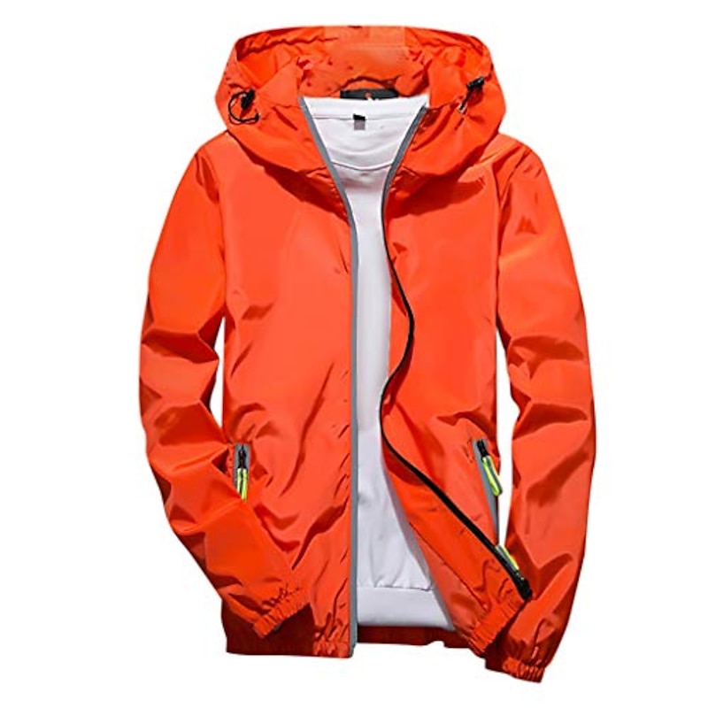 Men's Lightweight Jacket Outdoor Jacket Summer Jacket Hoodie Jacket Outdoor Leisure Sports Reflective Anti-UV Hooded Summer Spring Solid Color Classic Navy Black White Red Orange Jacket3