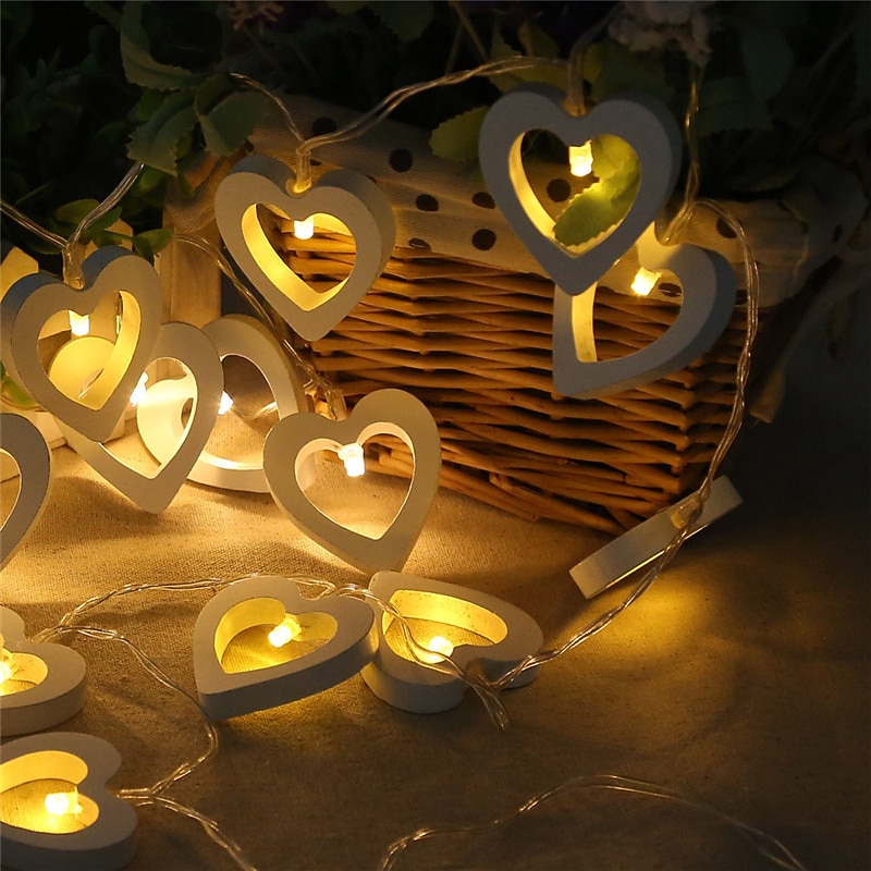 Elegant Wedding Reception Party 3M 20LEDs 1.5M 10LEDs Heart Shape LED Fairy String Lights for Holiday Party Wedding Christmas Lighting Delivery Battery Powered Without Battery