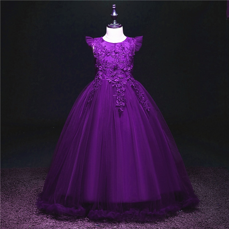 Princess Dress Party Costume Flower Girl Dress Girls' Movie Cosplay Princess Light Blue Dress Halloween Children's Day Masquerade Polyester World Book Day Costumes2