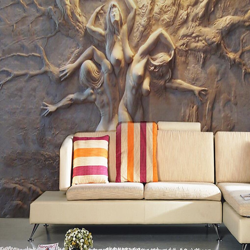 Cool Wallpapers Wall Mural 3D White Wallpaper Wall Sticker Covering Print Print Peel and Stick Removable 3D Relief Effect Woman Canvas Home Décor3