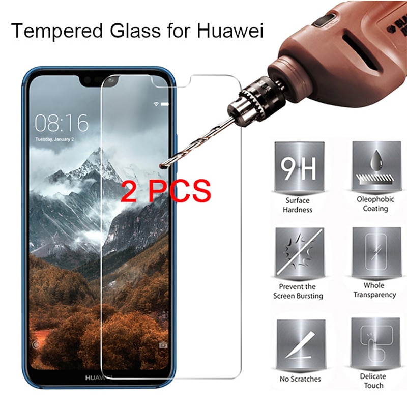 2PCS Huawei Screen Protector Huawei P40 Lite E / P30 lite / P20 / P10 Plus /P Smart 2020 / P9 Plus / P8 Lite 2017 High Definition (HD) Front Screen Protector Tempered Glass