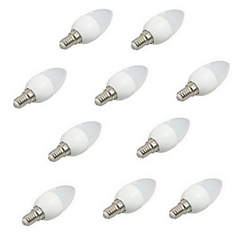 10pcs E14 3W LED Candle Light Bulb Candelabra Chandelier Lamp Decoration Light Warm White Cool White C35 C35L Frosted 220-240V2