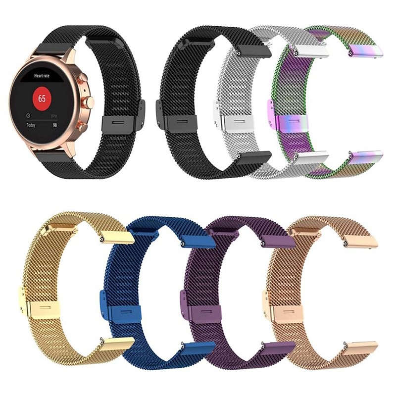 Watch Band for Garmin Vivomove HR Vivoactive 3 Forerunner 645/245/158/55 Music Venu Sq 2(Music) / Sq(Music) / 2 Plus, Venu Vívoactive 3 (Music), Vívomove 3 / HR / Sport / Style / Luxe Stainless Steel3