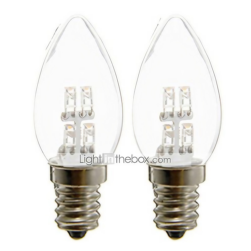 2pcs 1 W LED Candle Lights 20 lm E12 C35 4 LED Beads Dip LED Decorative Warm White White 110-240 V