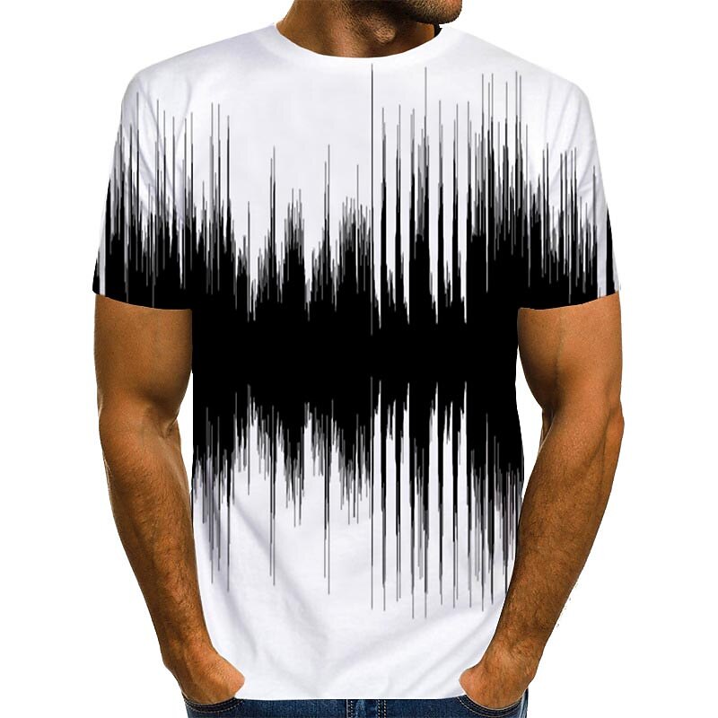 Men's Graphic 3D Shirt T Shirt Short Sleeve T shirt 3D Print Round Neck Shirt Streetwear Daily Going out Black-White Black White Clothing Apparel Plus Size Normal S M L XL XXL 3XL 4XL 8