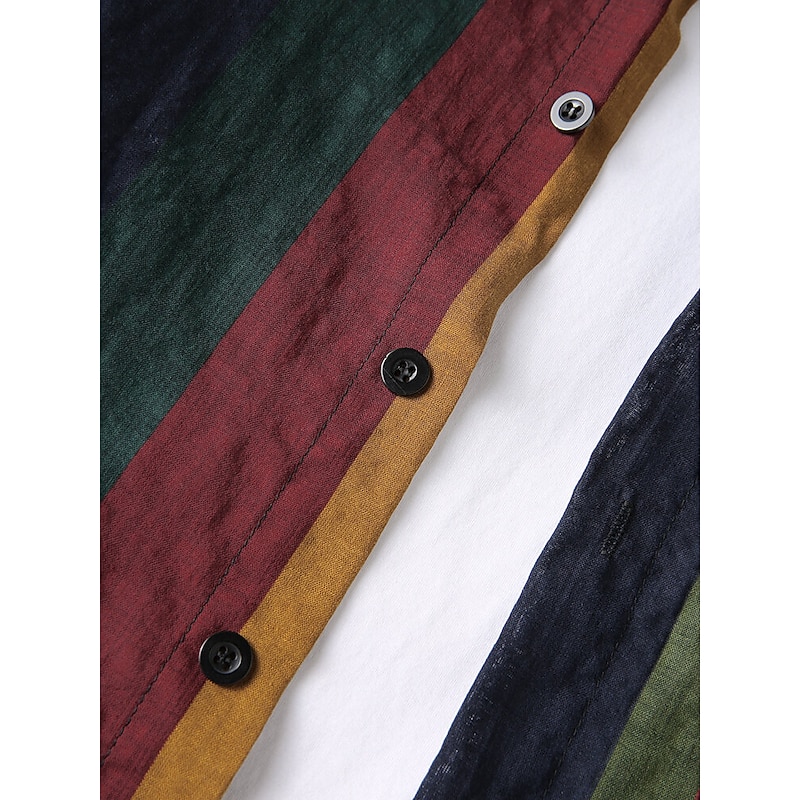 Men's Shirt Other Prints Color Block Collar Button Down Collar Daily Holiday Patchwork Long Sleeve Tops Basic Casual Daily Beach Green / Machine wash / Hand wash / Wet and Dry Cleaning / Vacation4