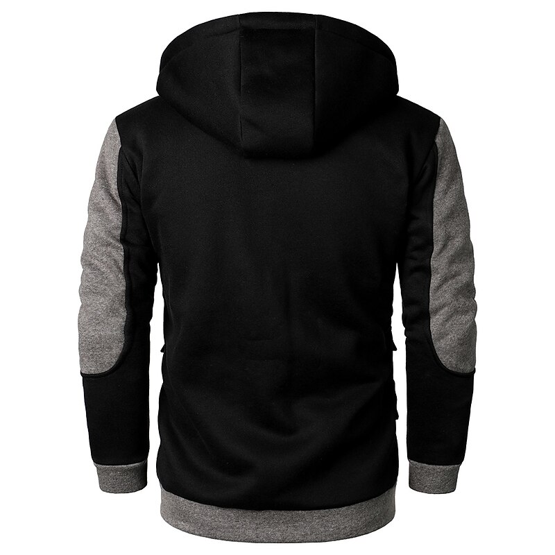 Men's Hoodie Zip Up Hoodie Sweat Jacket Black Light Grey Dark Gray Hooded Color Block Going out Cool Essential Spring Fall Clothing Apparel Hoodies Sweatshirts  Long Sleeve3