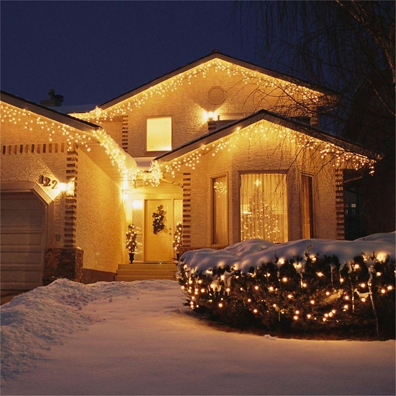 LED String Lights 6Mx3M 600LED 3Mx3M 300LED 4M 96LED Christmas Garland Light Droop LED Curtain Icicle String Lights Garden Mall Eaves Home Christmas Decorating Fairy Lights2
