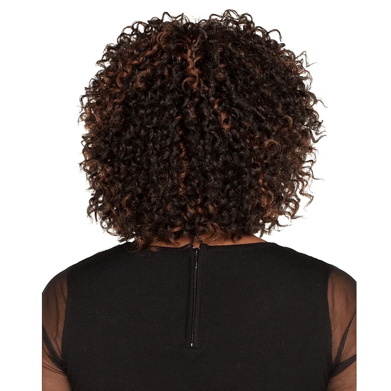 Brown Wigs for Women Synthetic Wig Afro Curly Asymmetrical Wig Short Black Synthetic Hair Women's Fashionable Design Exquisite Comfy Black3