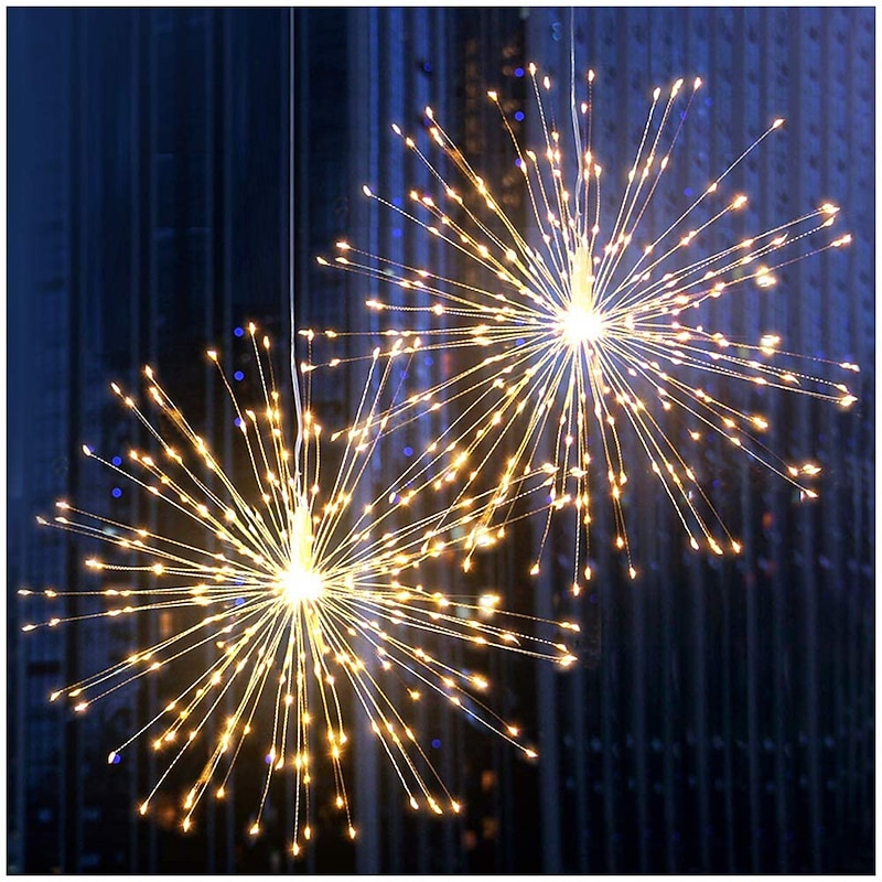Firework Lights 150 LED Starburst Lights Copper Wire Lights 8 Modes Battery Operated Fairy Lights with Remote Warm White Hanging Christmas Lights for Party Patio Bedroom Decoration3