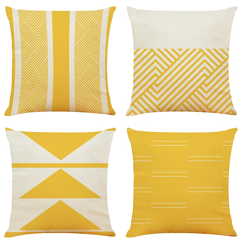 Cushion Cover 4PC Soft Decorative Square Throw Pillow Cover Cushion Case Pillowcase for Sofa Bedroom  Superior Quality Mashine Washable Faux Linen Cushion for Sofa Couch Bed Chair3