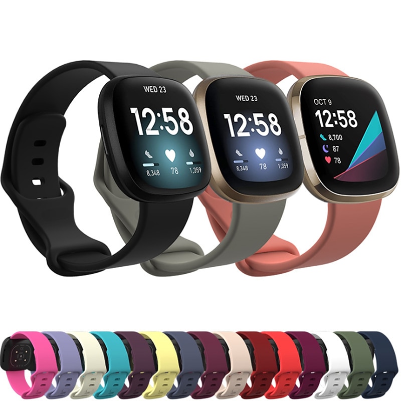 Smart Watch Band for Fitbit Versa 3 / Sense Silicone Smartwatch Strap Soft Breathable Sport Band Replacement  Wristband