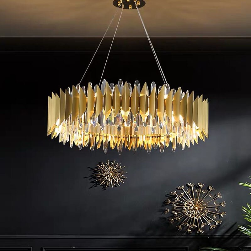 60/80 cm Crystal Chandelier Pendant Light Gold Luxury Modern Island Design Stainless Steel Electroplated 110-120V 220-240V4